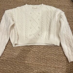 Altar'd State Cream Cable Knit Sweater